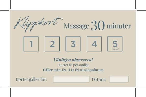 Klippkort massage, Seaside Spa